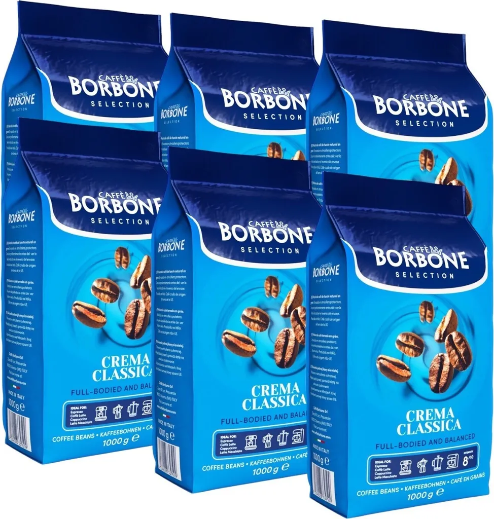 Caffé Borbone Caffè Borbone Selection Crema Classica whole coffee beans 6x1000g | Chocolatey taste, medium roast, 50% Arabica beans, 50% Robusta beans, 6000g coffee 6000g