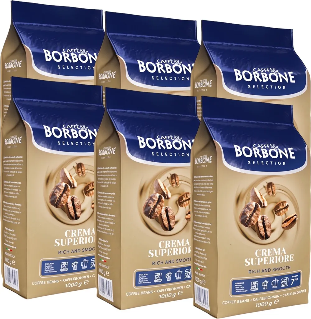 Caffé Borbone CAFFÈ BORBONE Selection Crema Superiore whole coffee beans 6x1000g | Nutty flavor, medium roast, 60% Arabica, 40% Rosbusta beans 6000g