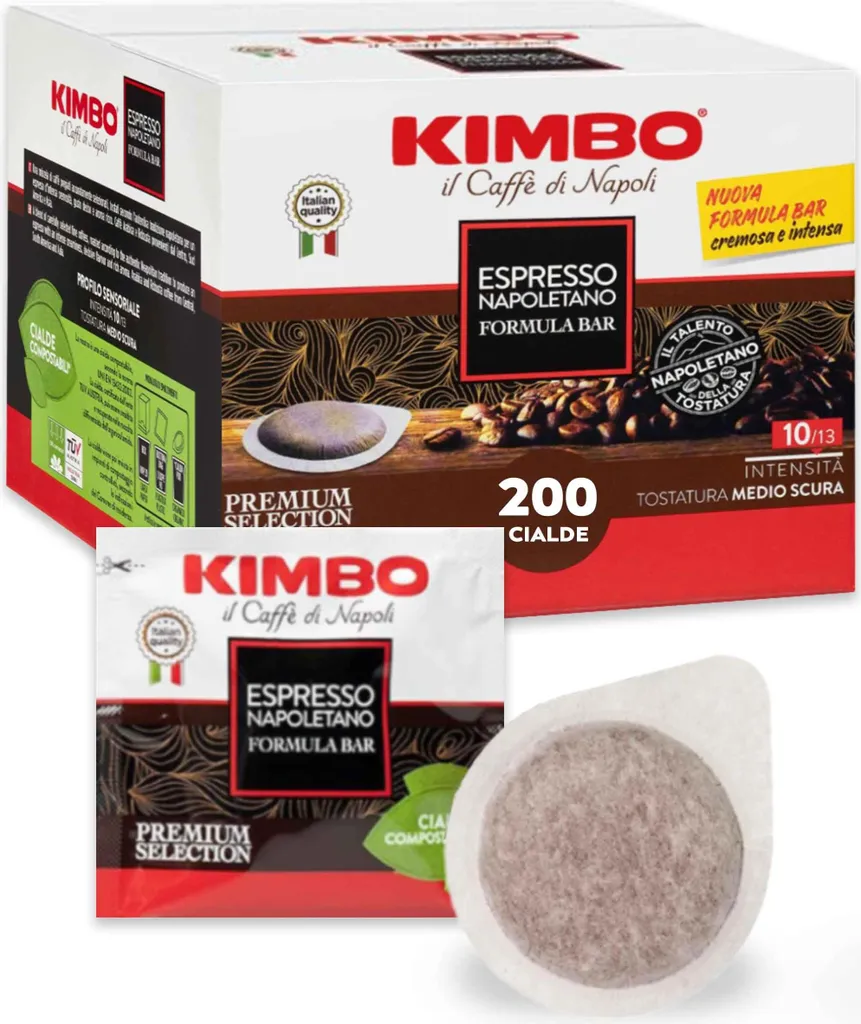 Caffè KIMBO - Premium Italian Coffee Capsules ESE 44mm - ESPRESSO NAPOLI Blend 200 Capsules 1400g
