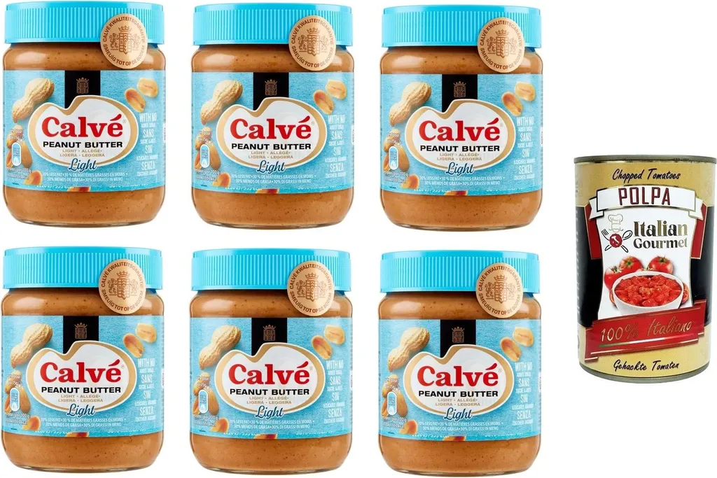 Calve Calvè Peanut Butter Light 3x350g + Italian Gourmet Polpa di Pomodoro 400g