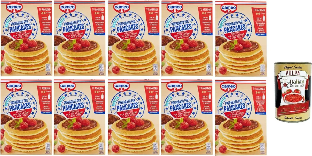 Cameo Pancake Mix, 10-pack, 250g per pack, + Italian Gourmet polpa 400g