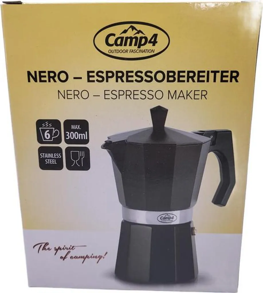 Camp4 Espresso Maker NERO - Coffee Maker for 6 Cups