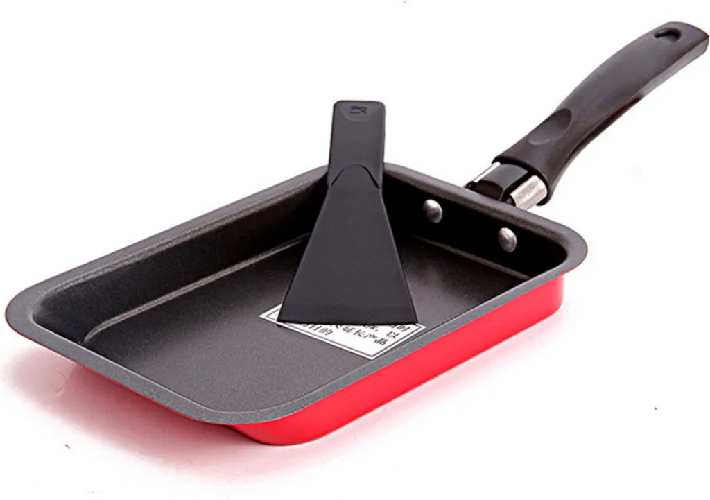 CANDeal Tamagoyaki Japanese Omelette Pan Egg Pan with Silicone Scraper, Non-Stick Coating