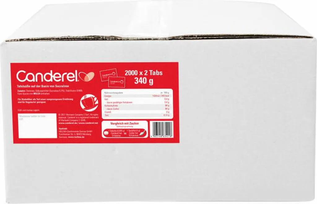 Merisant Company Canderel sweetener tablets, lactose-free, aspartame-free, sweetener for the catering industry, 2000 x 2 tablets 340g