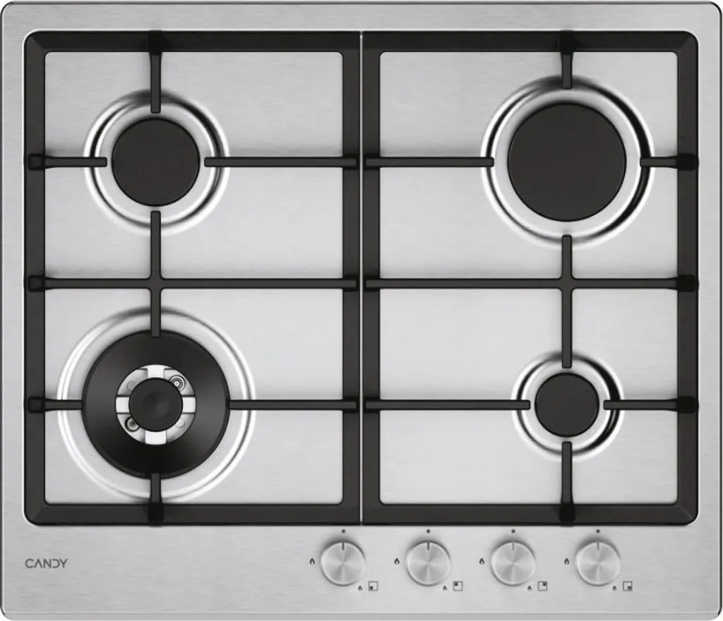 Candy Modern CHG6BF4WTX Stainless Steel Integrated 60 cm Gas Hob with 4 Zones