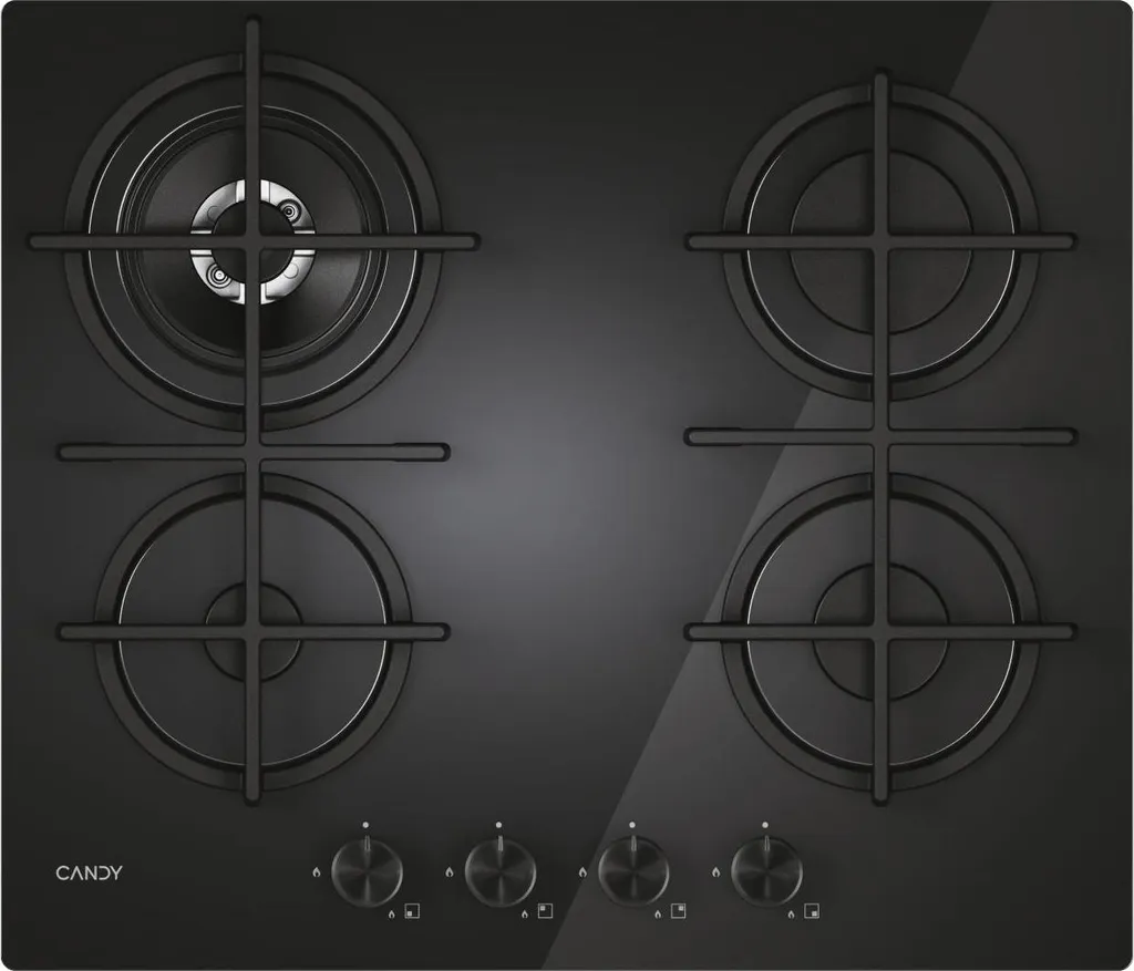 Candy Moderna CVG6BR4WTB, Black, Built-in, 60 cm, Gas, 4 Burners