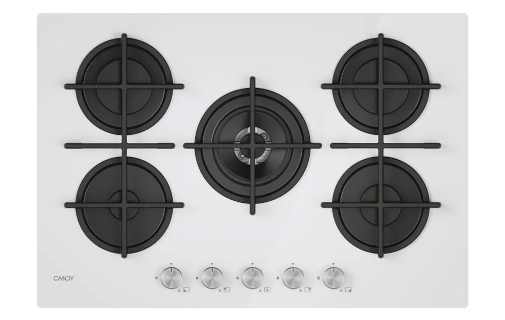 Candy Moderna CVG74WTW, White, Built-in, 74.5 cm, Gas, 5 Burners