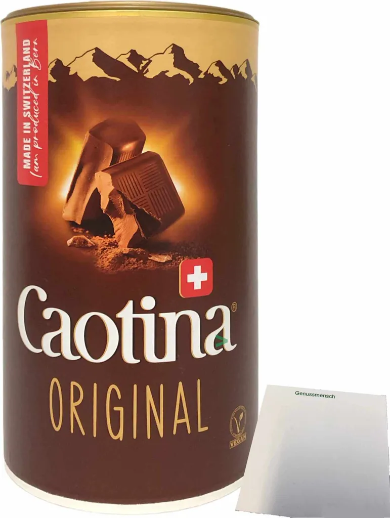 Caotina Original Cocoa Powder Drink Powder made from real Swiss chocolate (500g tin) + usy Block 512g
