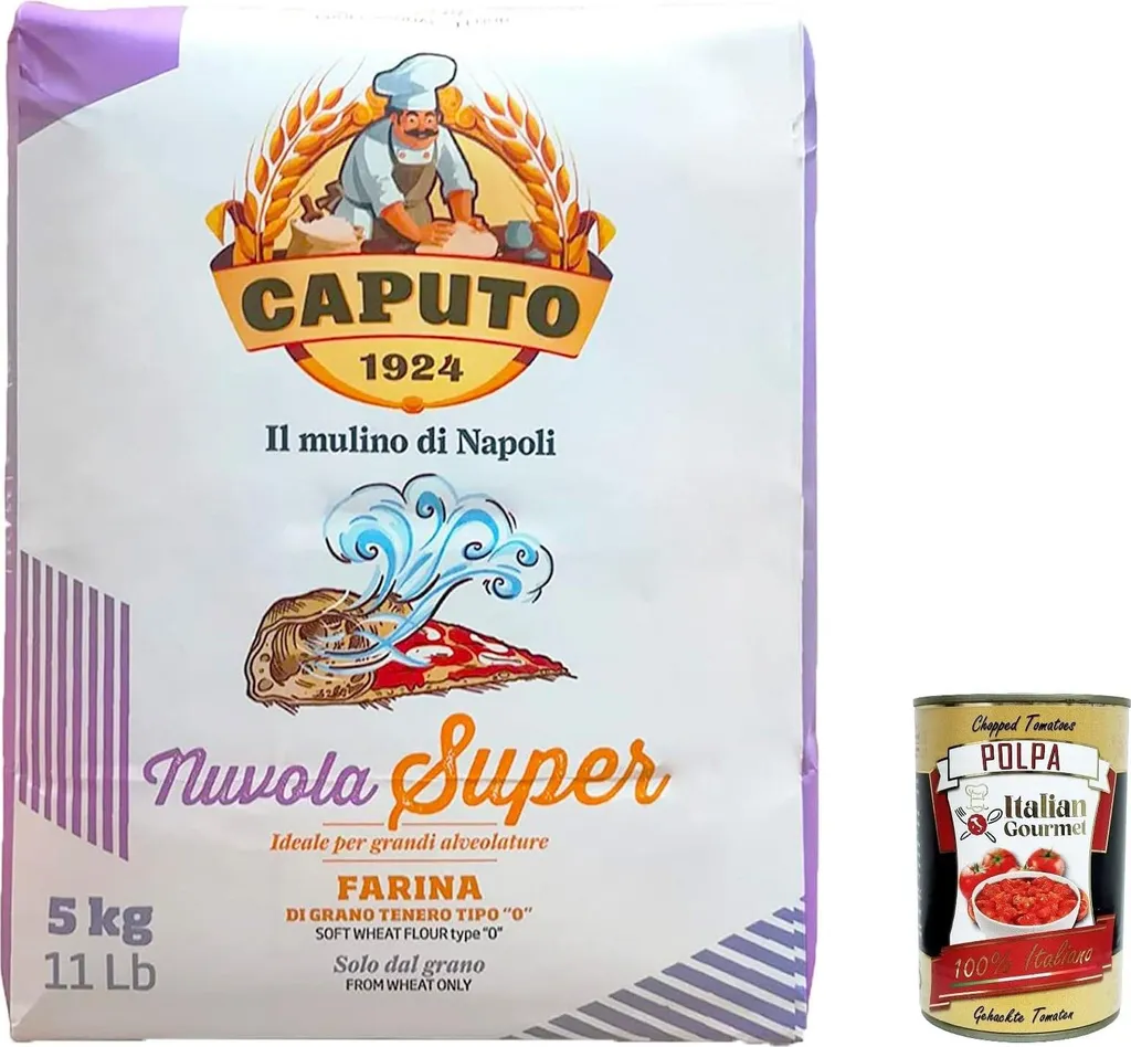 Caputo Nuvola Super Pizza Flour Tipo 5 kg Bag for Neapolitan Pizza, long fermentation, high hydration, professional oven + Italian Gourmet polpa 500g