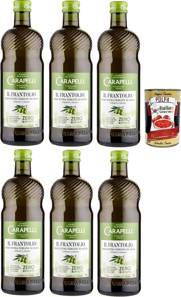 Carapelli Il Frantolio, extra virgin olive oil, extra virgin olive oil 6x 1L extra virgin olive oil + Italian Gourmet polpa 400g