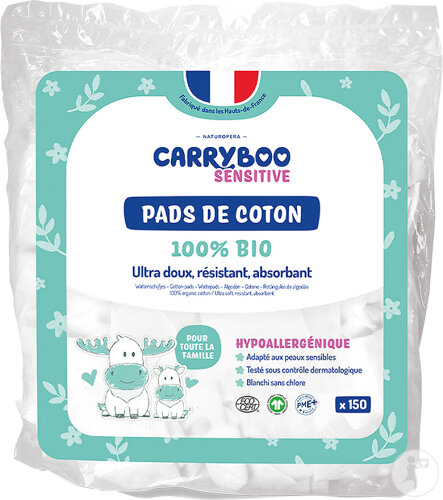 Restaxil Carryboo Family Pads Rectangular Cotton Pads 100% Organic 150 Pieces