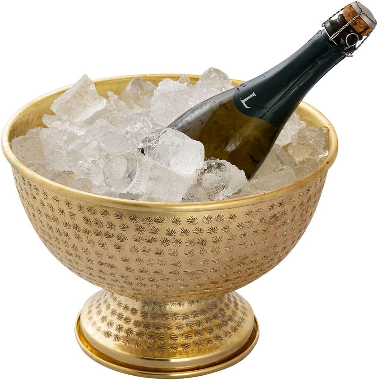 casamia Wine Cooler Bottle Cooler Metal Diameter 29 cm Champagne Cooler Round Silver Gold Ice Cooler Champagne Cooler Colour Gold Single