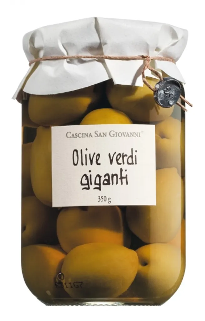 Cascina San Giovanni Olive verdi giganti / green olives, huge 350 gr. 350g