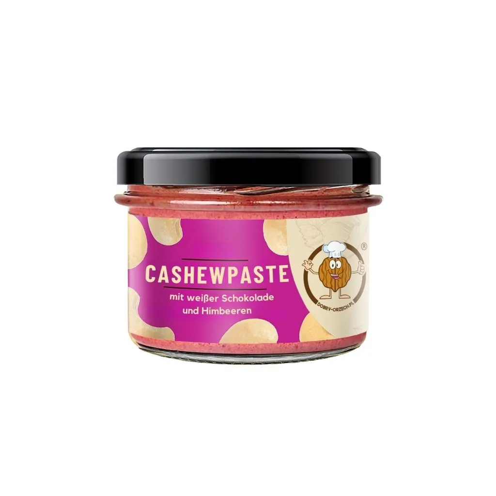 Manufaktura Dobry Orzech Cashew Nut Paste with White Chocolate and Raspberries (180g)
