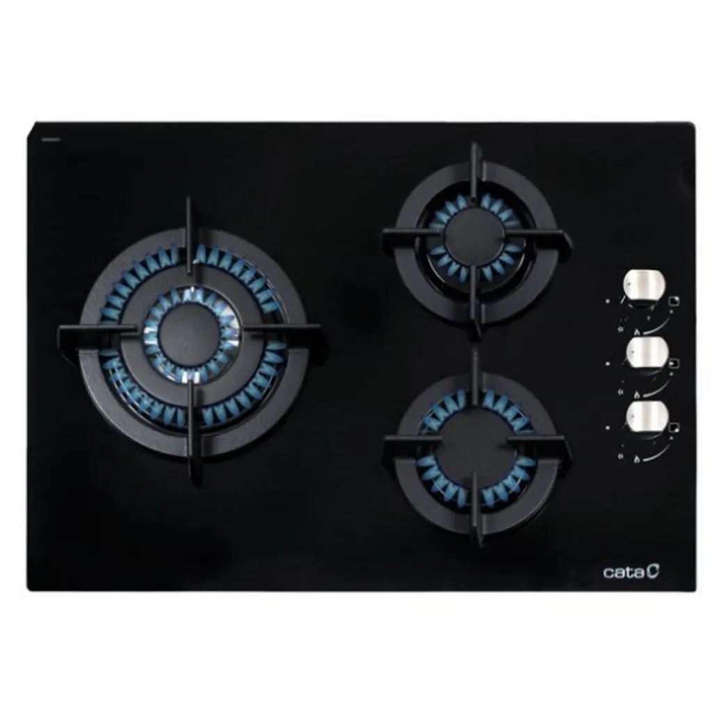 CATA CCI 5003 BK, Black, Integrated, 59 cm, Gas hob, Glass, 3 zone(s)