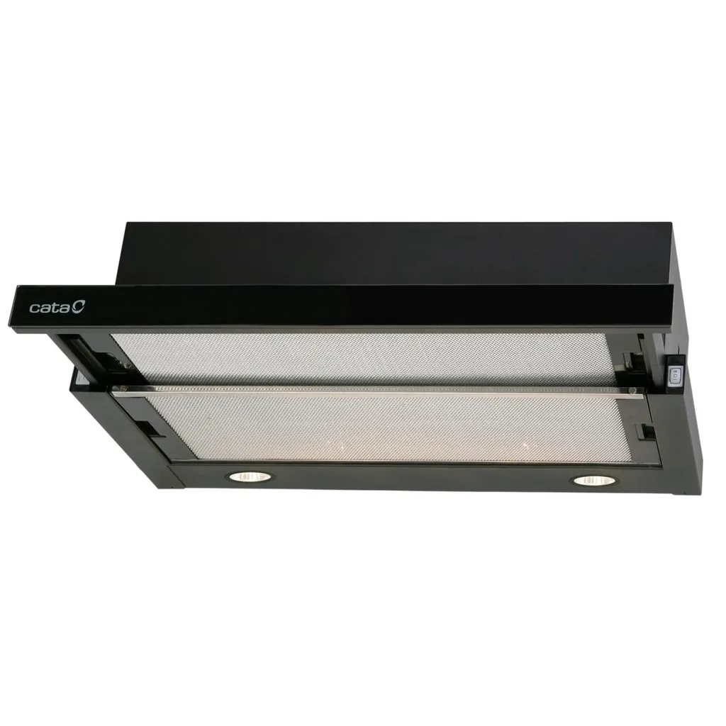 CATA Hood TF 2003 600 GBK Telescopic Fan, 60 cm wide, 390 m³/h, Mechanical control, LED, Black glass