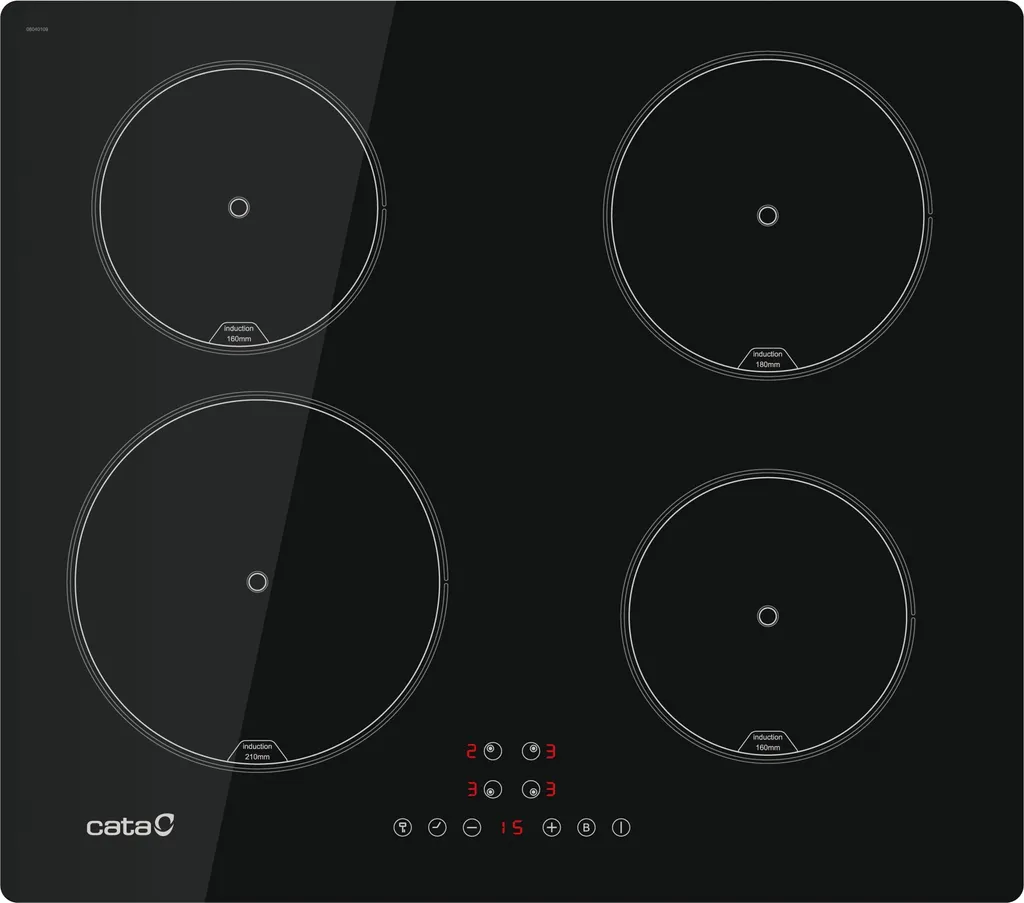 CATA IB 6324 E2 BK, Black, Integrated, 59 cm, Zone induction hob, Glass, 4 zone(s)