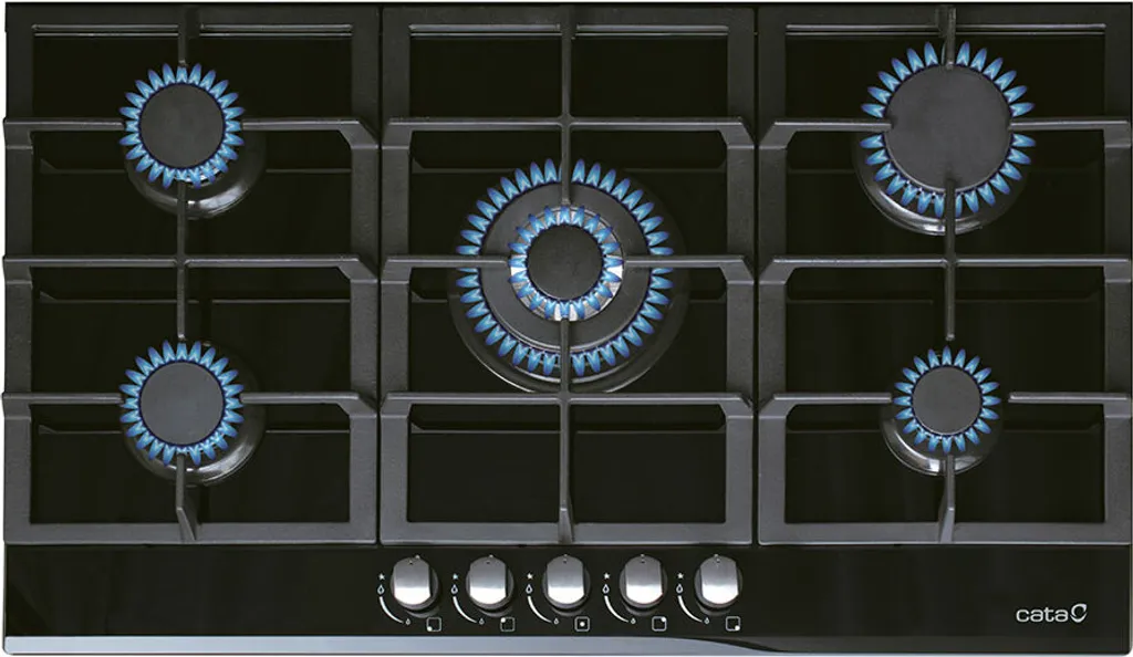 CATA LCI 9041 BK, Black, Integrated, 87 cm, Gas hob, Glass, 5 zone(s)