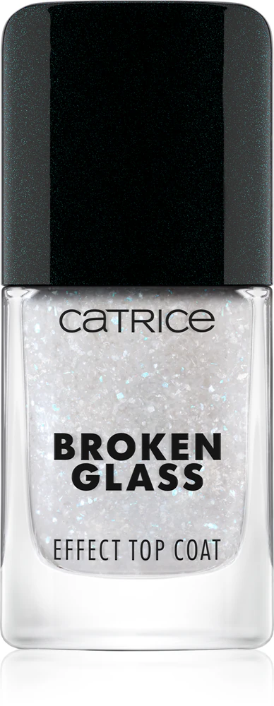 Catrice Broken Glass Effect Top Coat Polish finish for fingernails with glitter particles