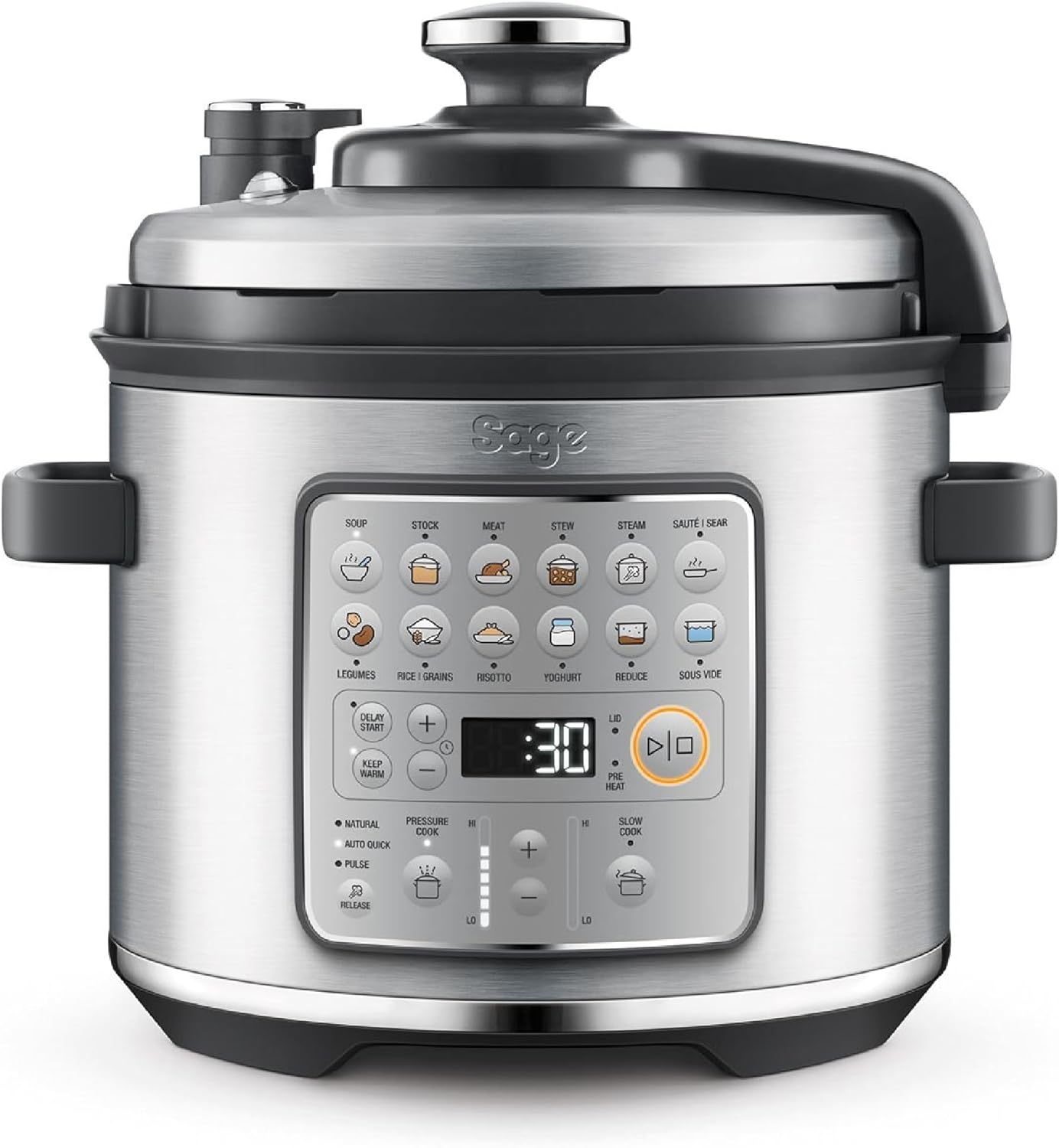 Sage - The Fast Slow Go - Pressure cooking, slow cooking, sautéing, steaming, braising, making risotto - Brushed stainless steel