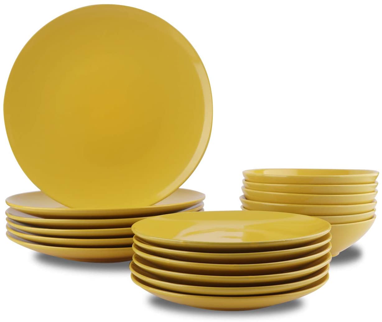 AmazonBasics Amazon Basics 18 Piece Stoneware Dinner Service Set Fire Brigade Red Service for 6 People