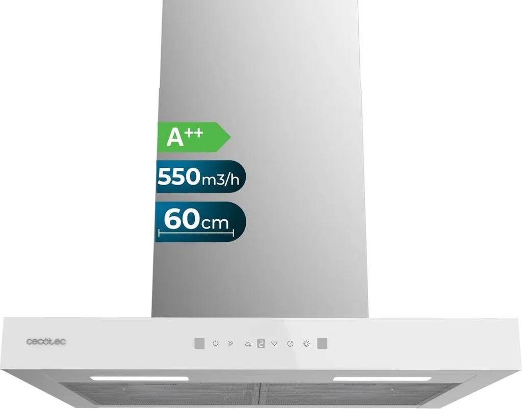 Cecotec extractor hood 60 cm Bolero Flux TT 605500 A++ white glass