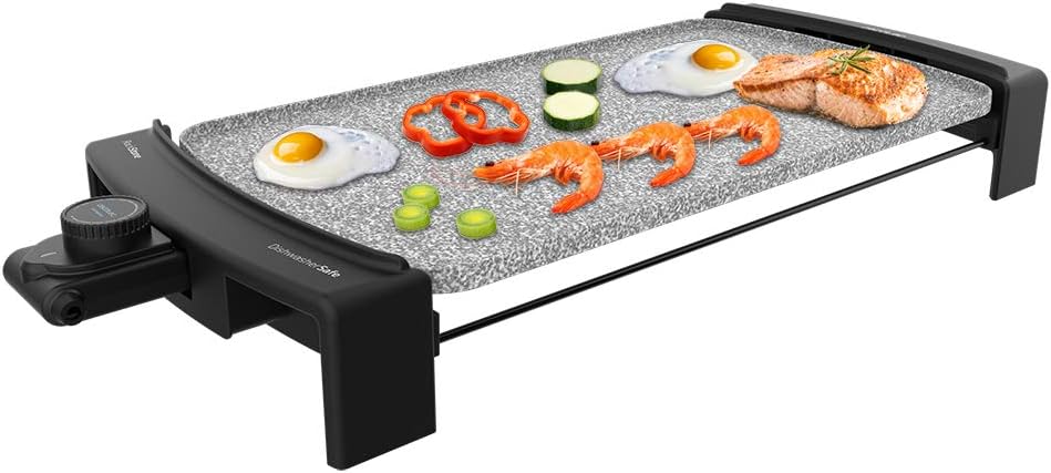 Cecotec Electric Tasty & Grill 3000 RockWater. 2600 W, Riedra RockStone Coating, M-shaped Heating Resistor, Adjustable Thermostat, Dishwasher Safe Parts