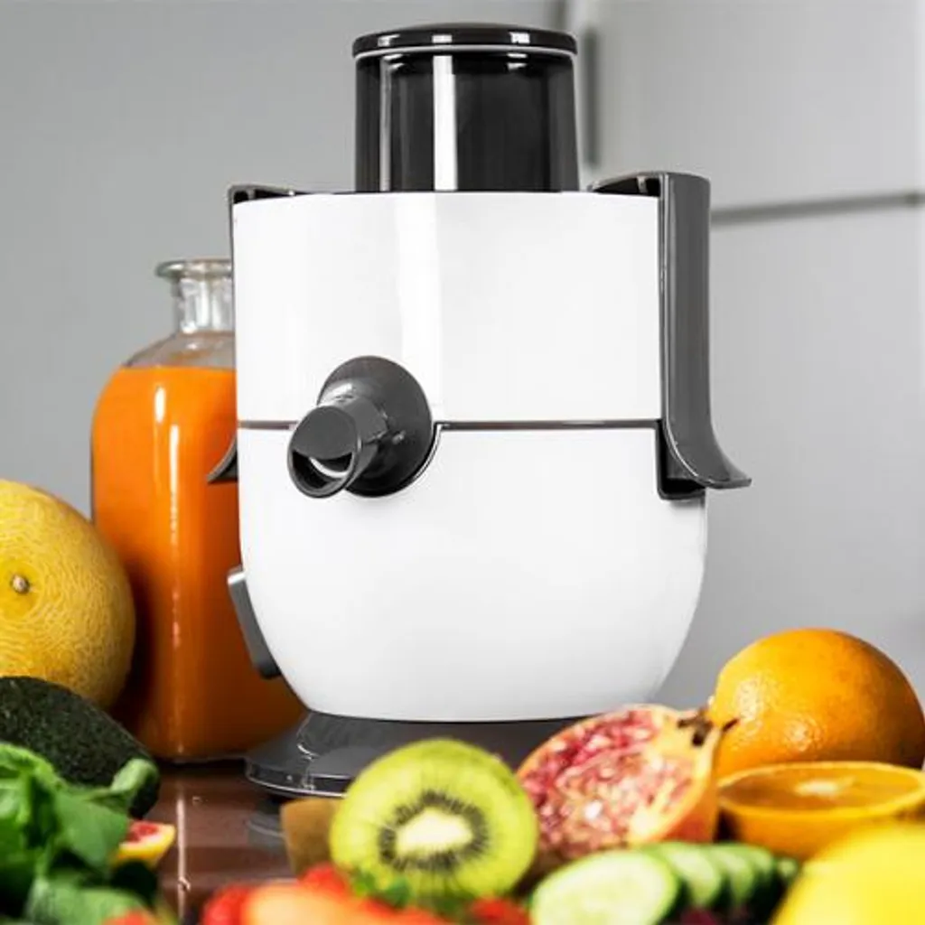 Cecotec Juicer for Fruit and Vegetables 650W StrongTitanium 19000 rpm Titanium Coating XL Input Channel White Gemmojuicy Prosafi