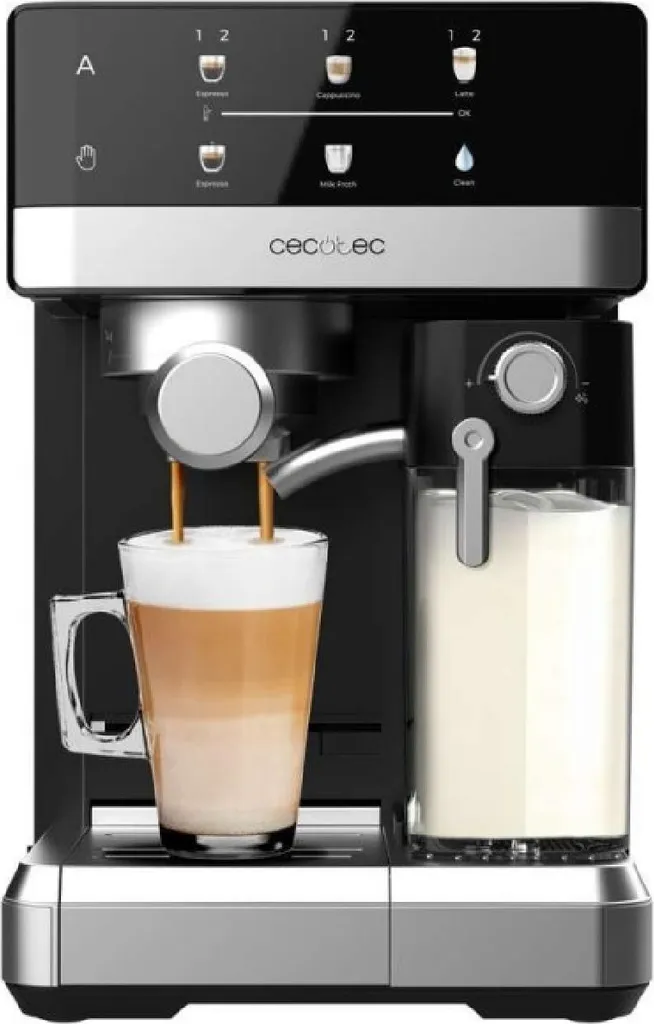 Cecotec semi-automatic espresso machine with milk container, Power Espresso 20 Touch & Cream. 1350W, thermoblock system