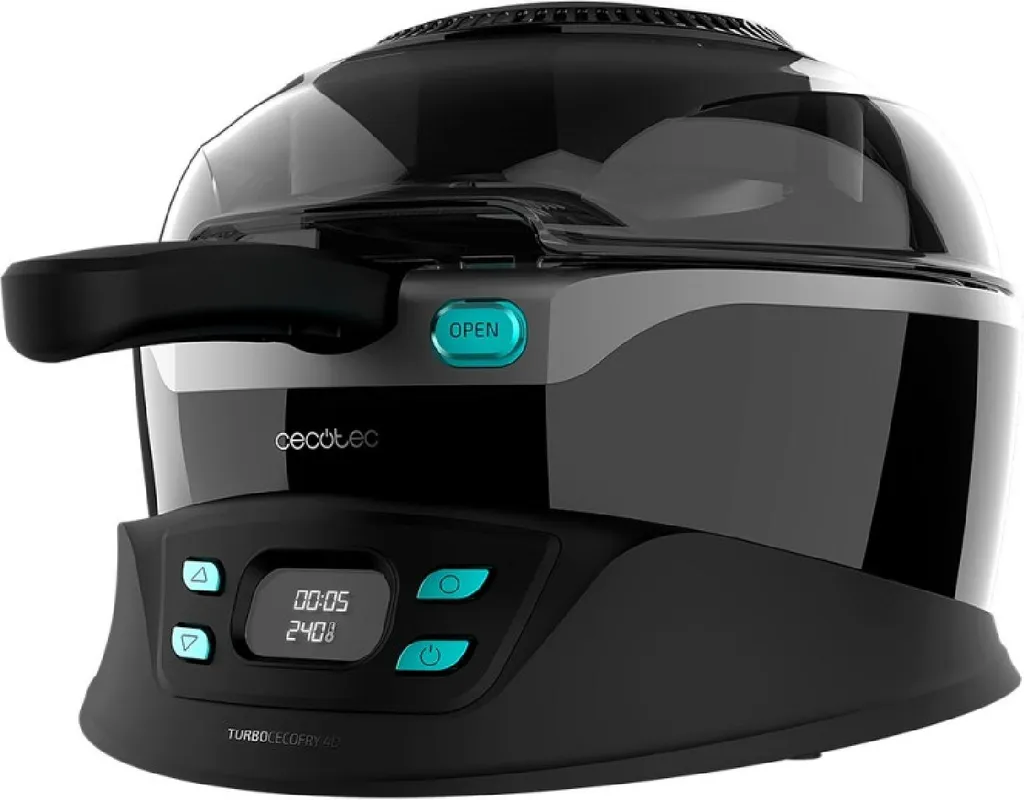 Cecotec Hot Air Fryer 3.5 L TurboCecoFry 4D Healthy 1350W Dietary 8 Programs Time Temperature 2 Levels Stirring Paddle Recipe Book