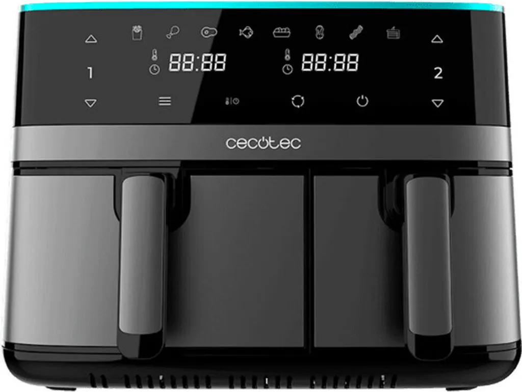 Cecotec Hot Air Fryer 9L Cecofry DuoSize 9000 Air Fryer 2700W 2 Baskets Temperature Touchscreen 8 Menus