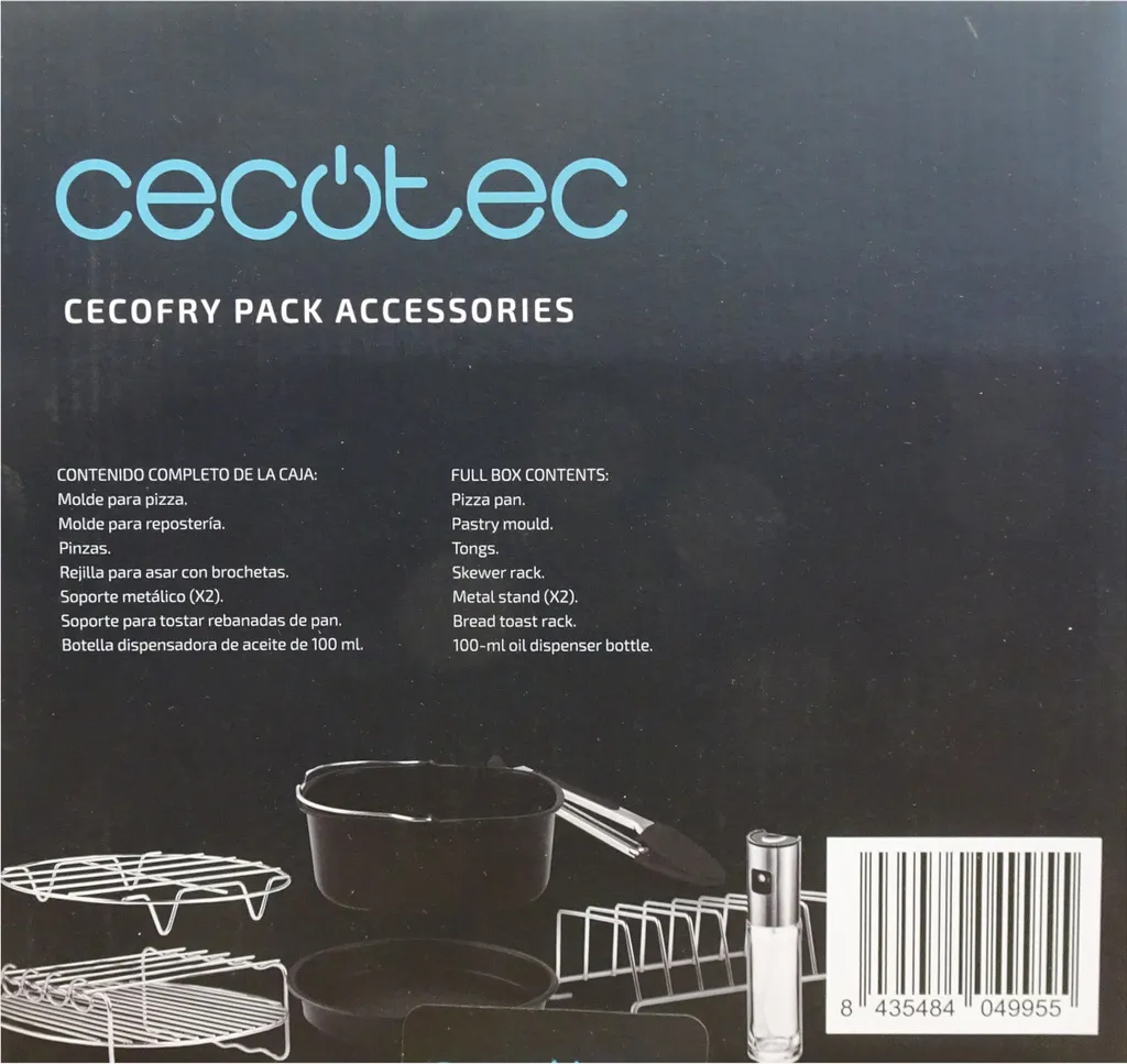 Cecotec accessory set for 5 to 6.5 liter air fryers, 8 accessories, non-stick coating, dishwasher safe, BPA-free