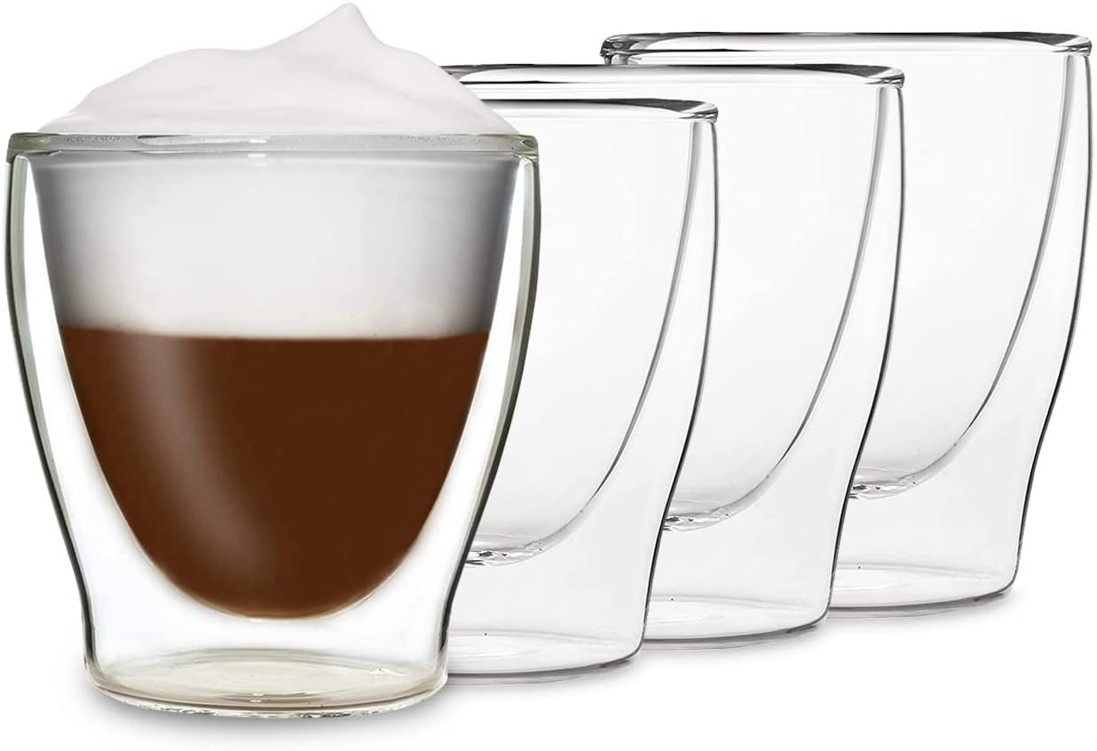 DUOS Feelino Double-Walled Thermal Tea Glasses / Coffee Glasses with Floating Effect Keeps Drinks Warmer for Longer and Cold Cold for Longer