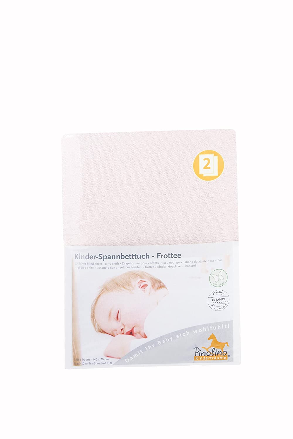 Pinolino 540062-7D Double Pack - Fitted Sheet for Cot Bed Pink