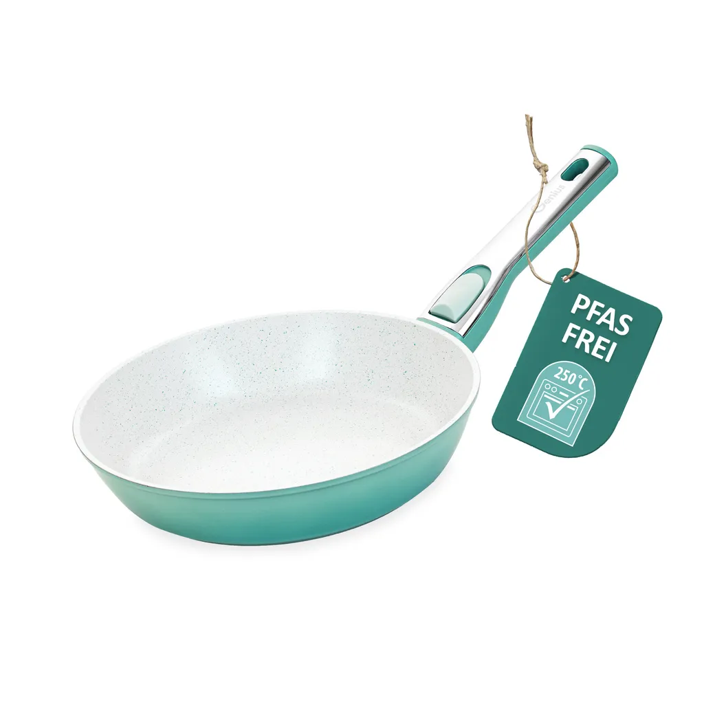Genius Cerafit Revolution frying pan 24 cm, ceramic non-stick coating, frying pan with glass lid and removable handle, suitable for all hob types (induction).