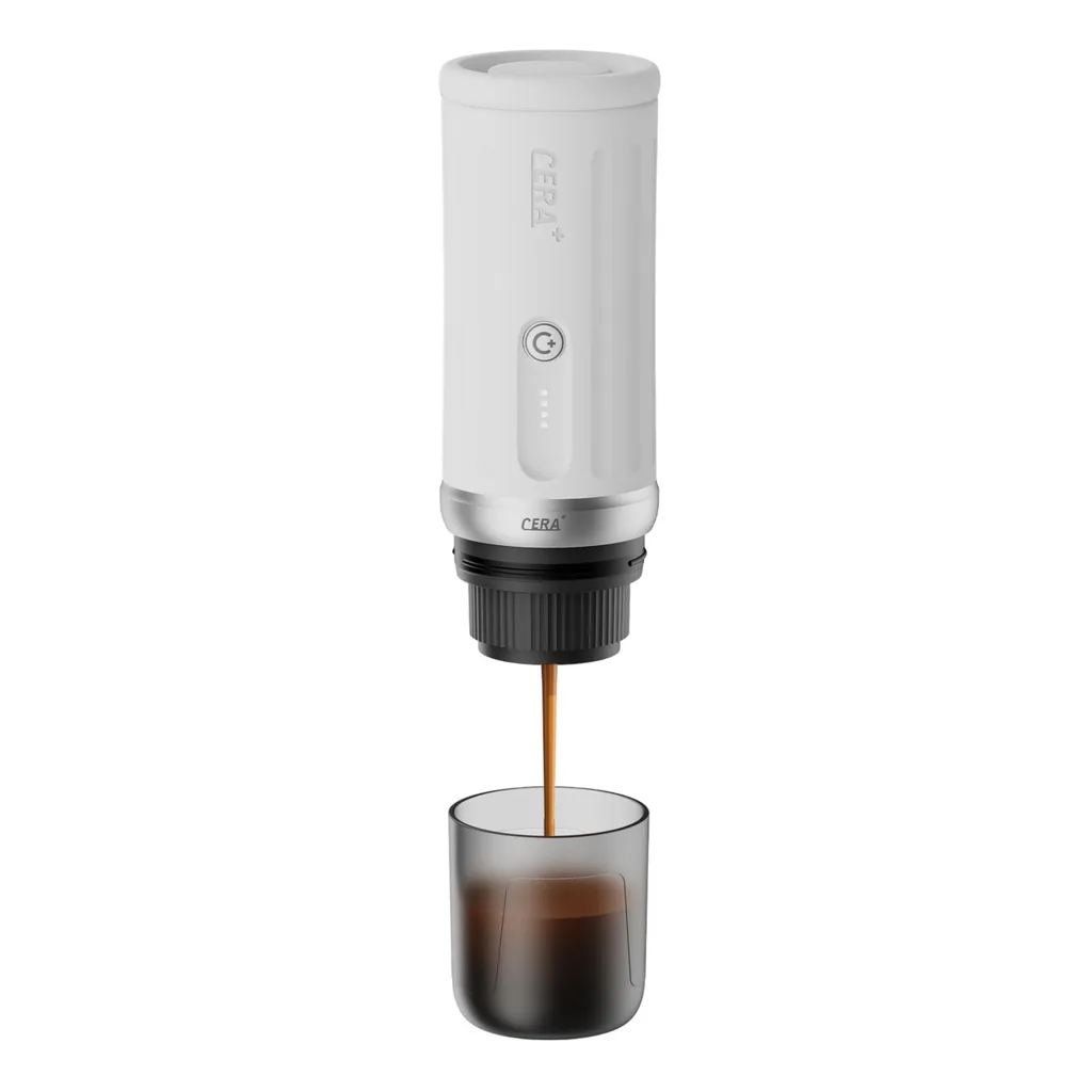 Cerapresso portable coffee machine – 13,500 mAh battery (3rd Gen), 20 bar, heats up in 150 seconds, for capsules & beans, up to 8 cups per charge, CERA+ 710g