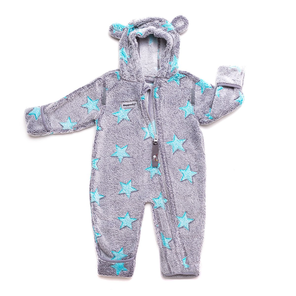 Hoppediz Fleece Jumpsuit For Baby And Toddler  48-52 Grey-Turquoise