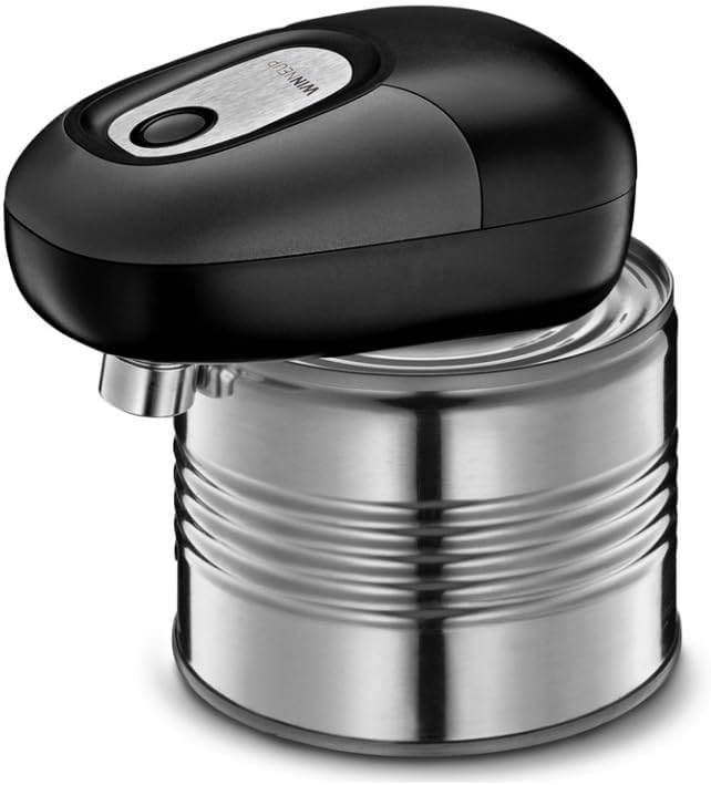 Automatic Can Opener Set, Open your cans at the push of a button, with smooth edges, food-safe, AA Battery, Electric Can Opener, 5-in-1 Bottle Opener (Black Gray)