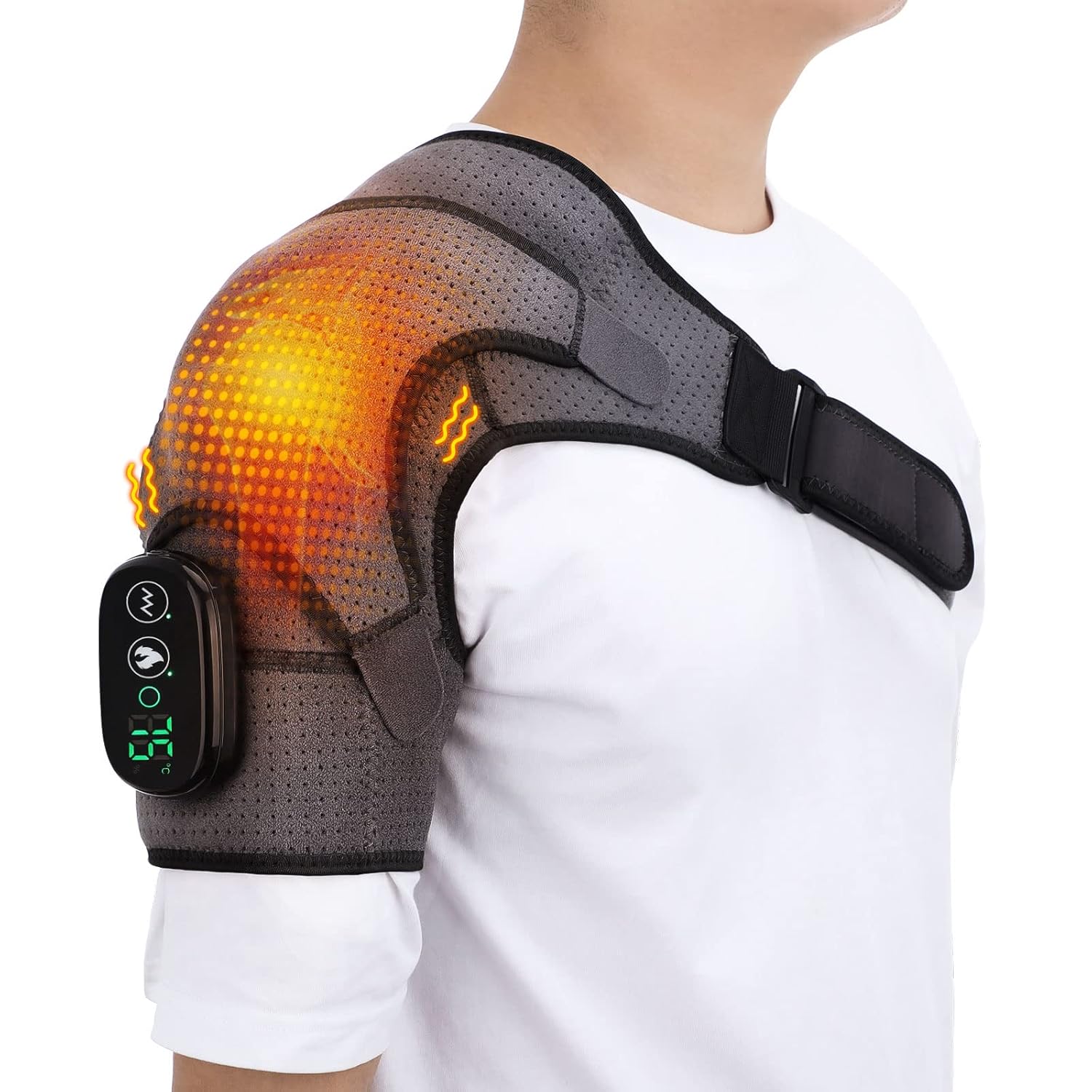 AFDEAL Store Heated Shoulder Support with Vibration, Adjustable Electric Shoulder Strap, Shoulder Support for Men or Women, Arm Support for Shoulder Support, Shoulder Brace for Left/Right Shoulder