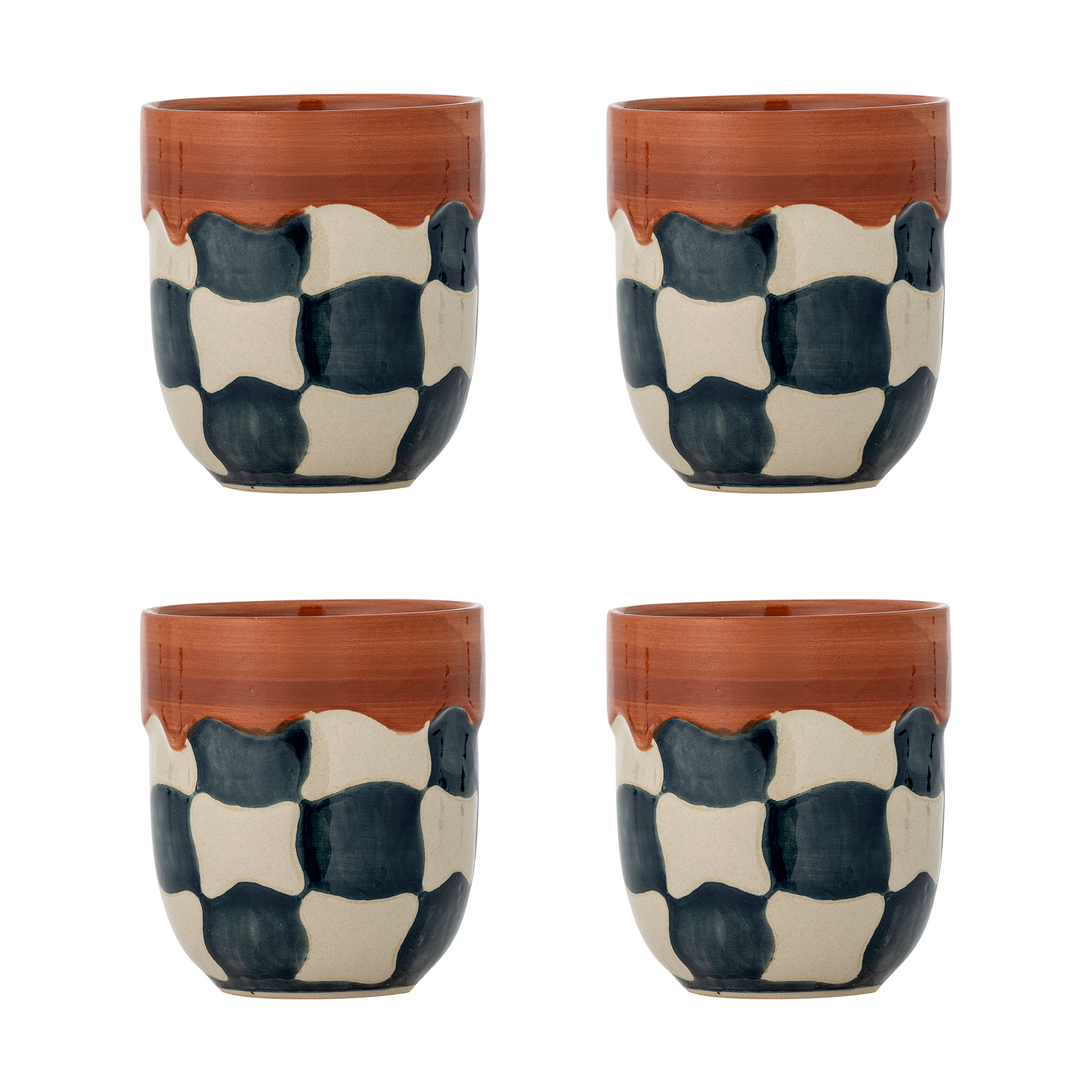 Bloomingville Check Mug 4-Piece Set, Blue