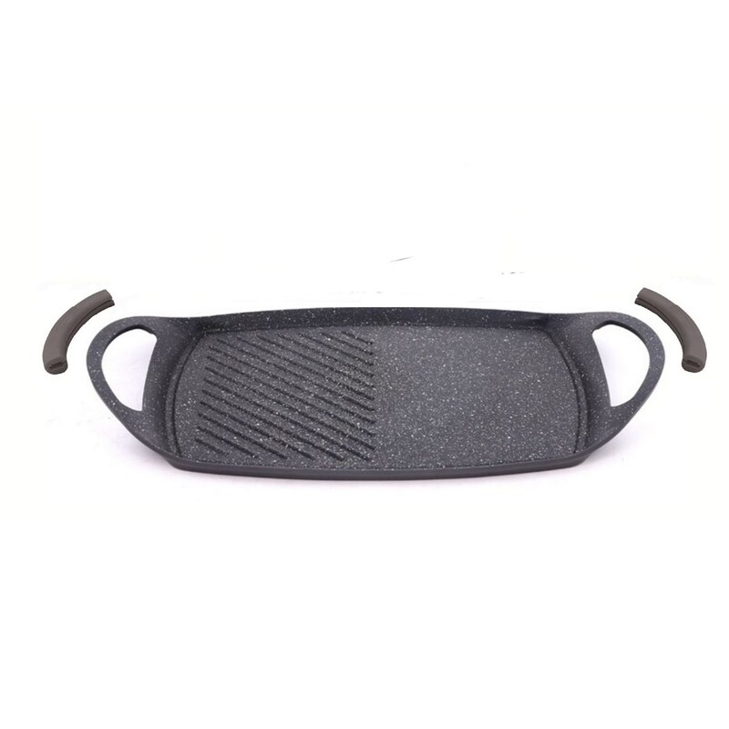 Cheffinger Grill Plate 47cm Cast Aluminum Induction Griddle BBQ Grill Frying Plancha Made of Aluminum