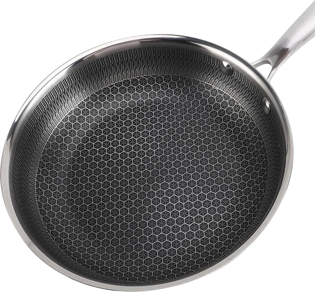 Cheffinger frying pan, 28cm honeycomb coating with long handle, silver