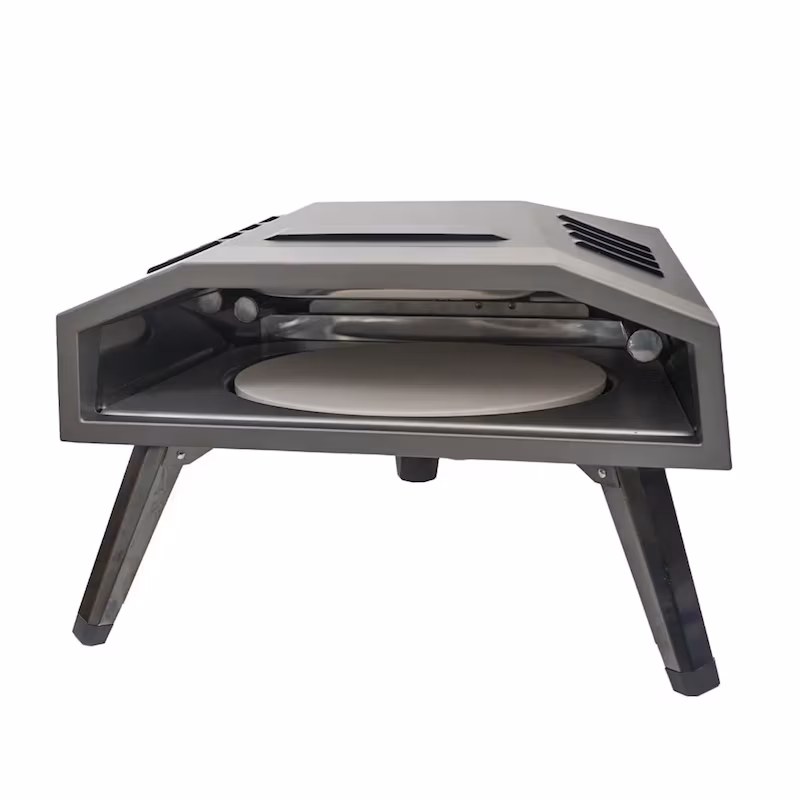CHEFGASTRO BBQ Pizza Oven | HxWxD 37x56.2x70.2cm | 7.5 kW | incl. Ø37cm pizza stone | Powder-coated steel | Black, Pizza Maker