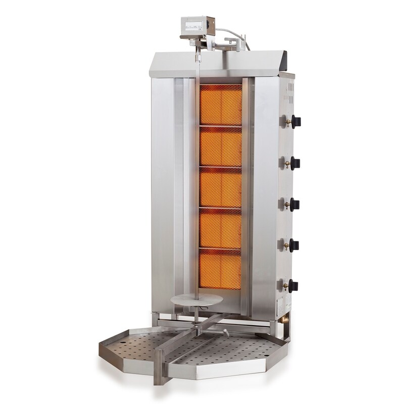 Chefgastro Gyros Grill, Gas Motor Position Top, 5 Heating Zones, WxDxH 565x600x1280mm