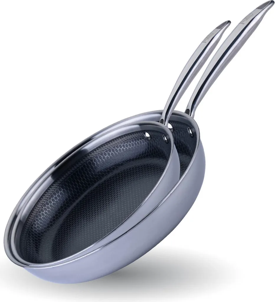Chefkoch meets Fackelmann Kiel frying pan, set of 2. Versatile for meat, fish & vegetables, Ø 24 cm & Ø 28 cm, suitable for induction cooktops.