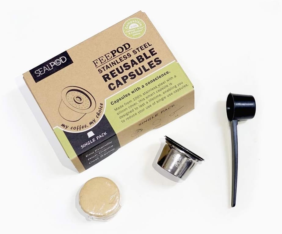 SEAL POD Reusable Capsules for Caffitaly/K-Fee/Cafissimo - Sealpod Refillable Stainless Steel Capsules (Single Pack - 1 Capsule)