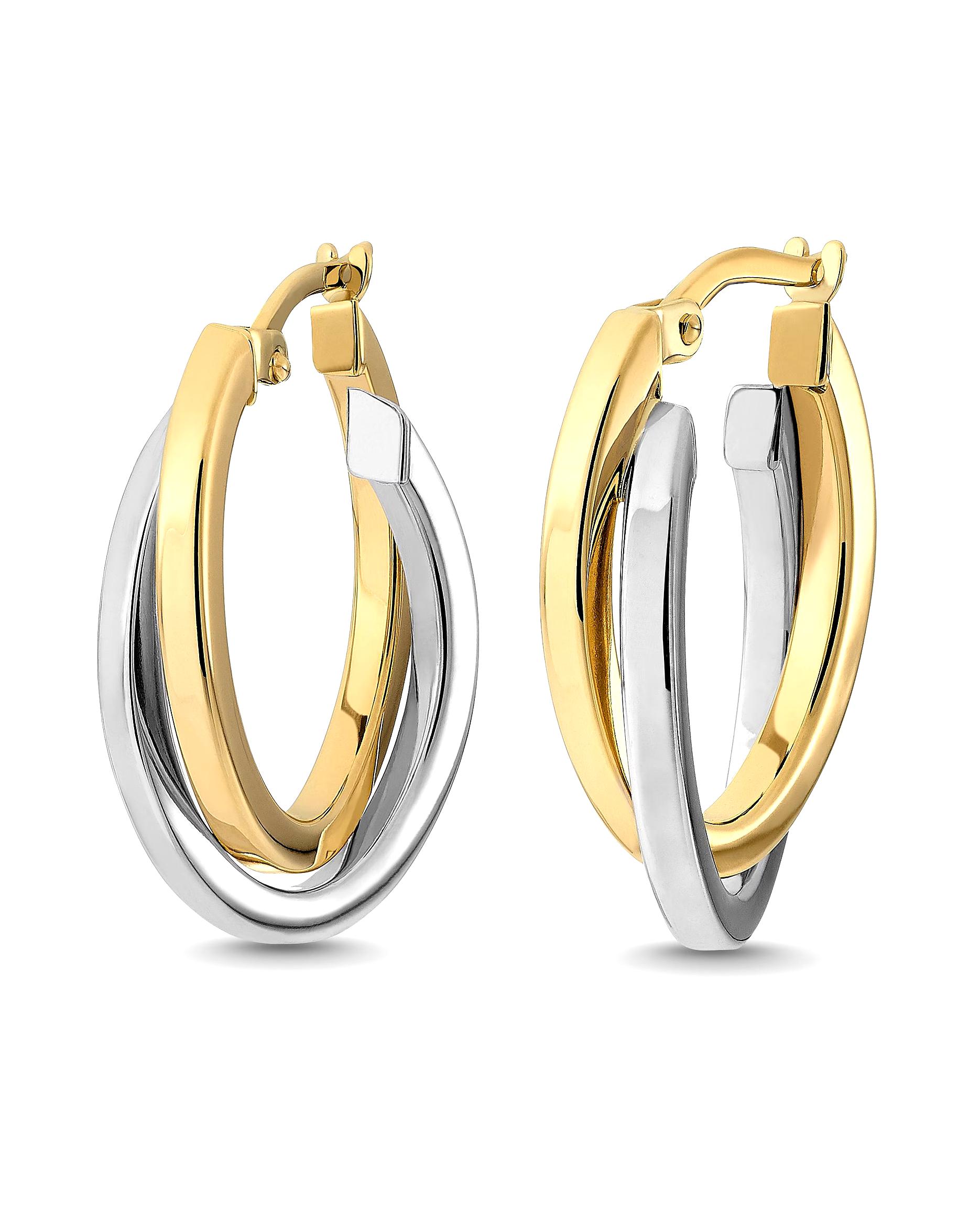 CHRIST earring hoop earrings 375 yellow gold, 375 white gold