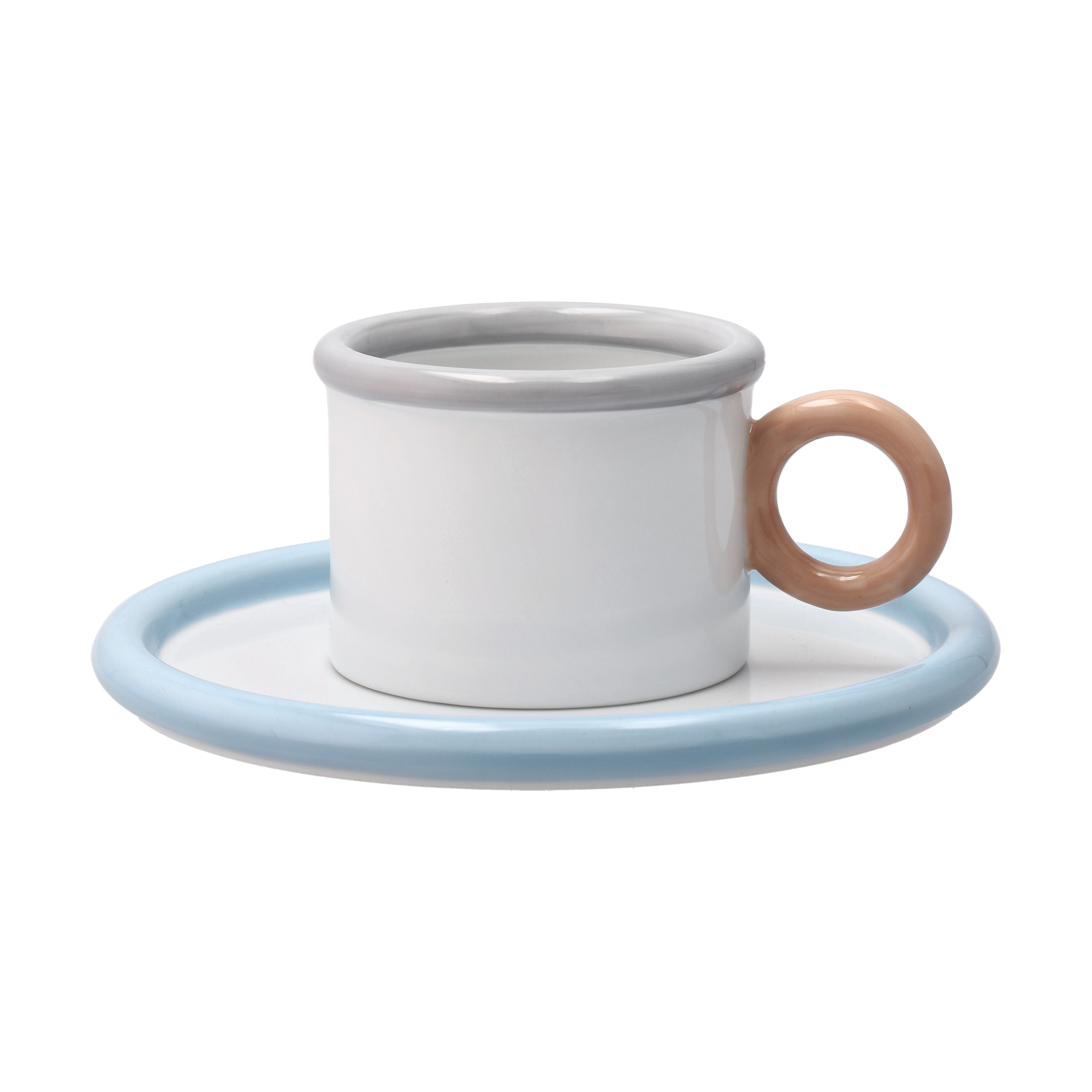 scandi-living Chunky Cup and Saucer, Blue-Gray