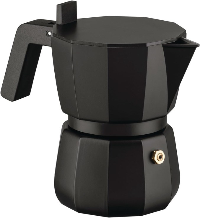 Alessi Moka DC06/3 B Design Espresso Maker Cast Aluminum Handle and Knob PA Black 3 Cups