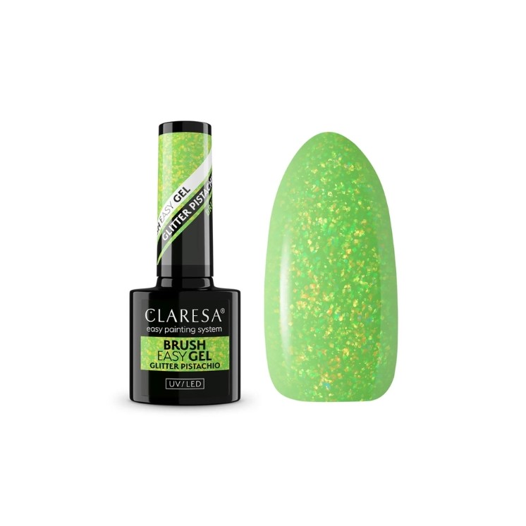 Claresa Brush Easy Gel Glitter Gel in a Bottle with a Brush Pistachio 5 g